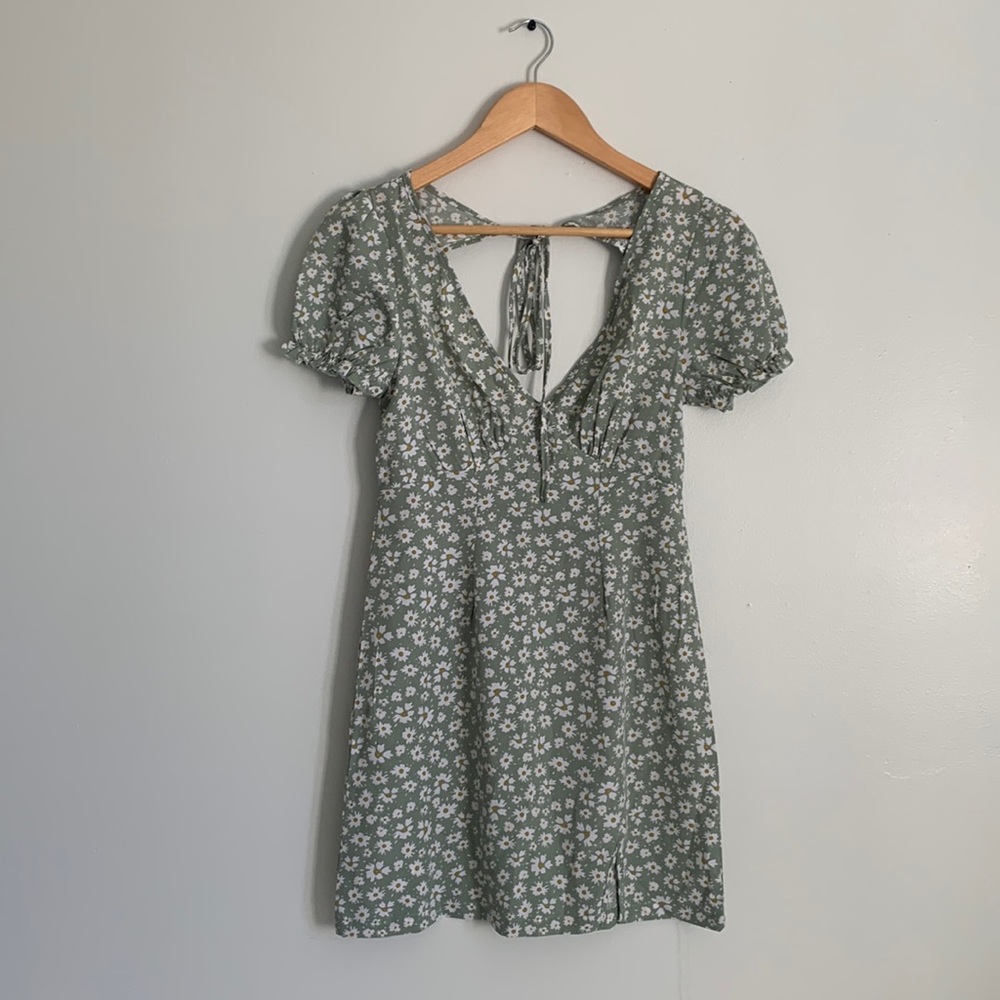 Zaful Green floral daisy print dress